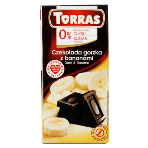 Czekolada gorzka z bananami bez dodatku cukru 75g Torras WYPRZ